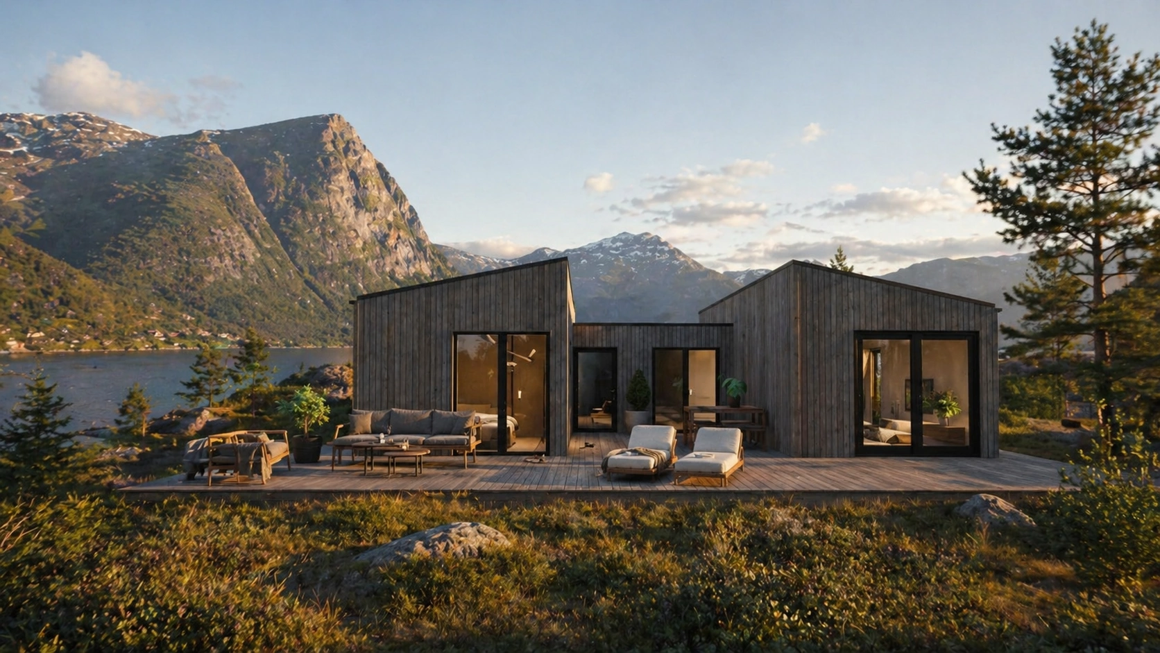 Minihus med terrasse klar for utleiegjester i norsk natur